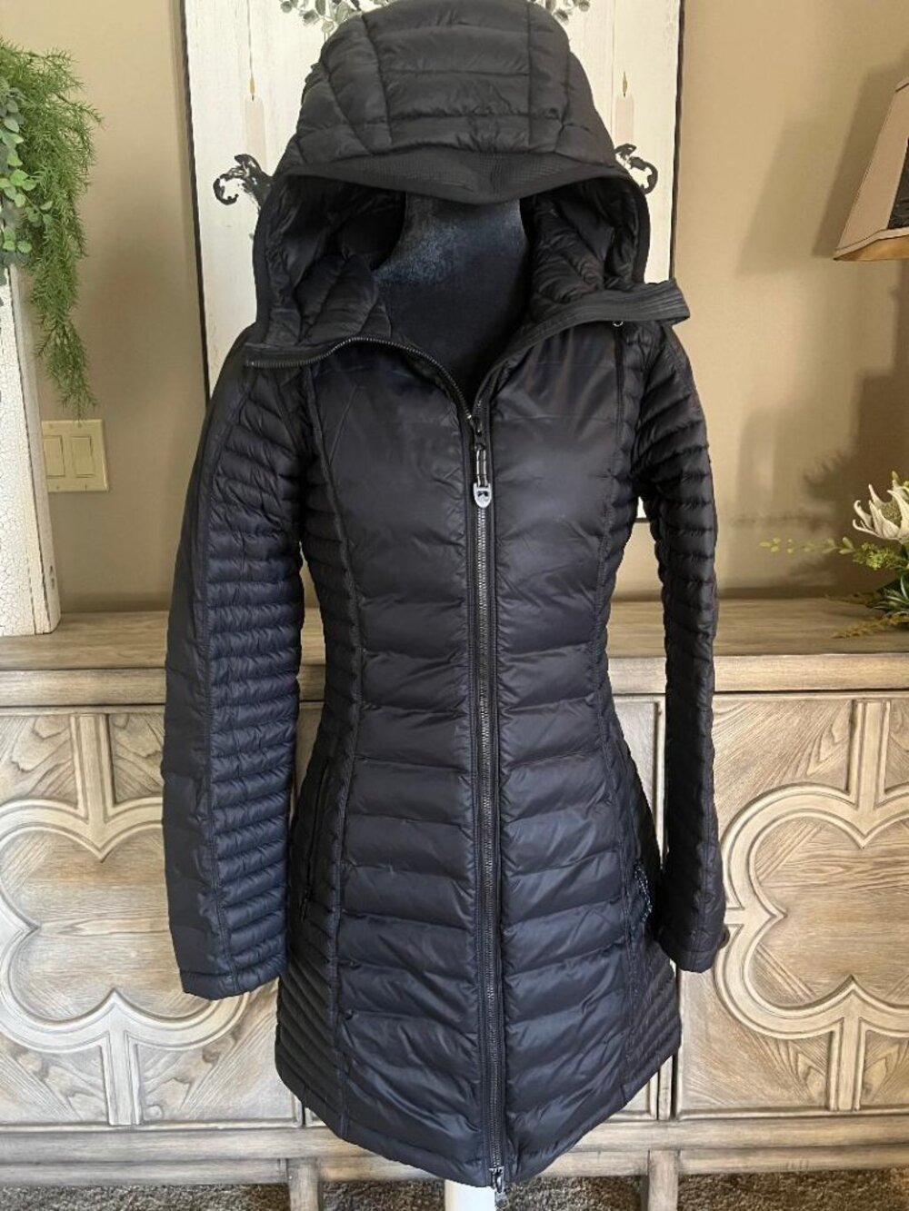 Kuhl Projekt Spyfire Hooded Down Parka Black Long Puffer Jacket Women's XSmall